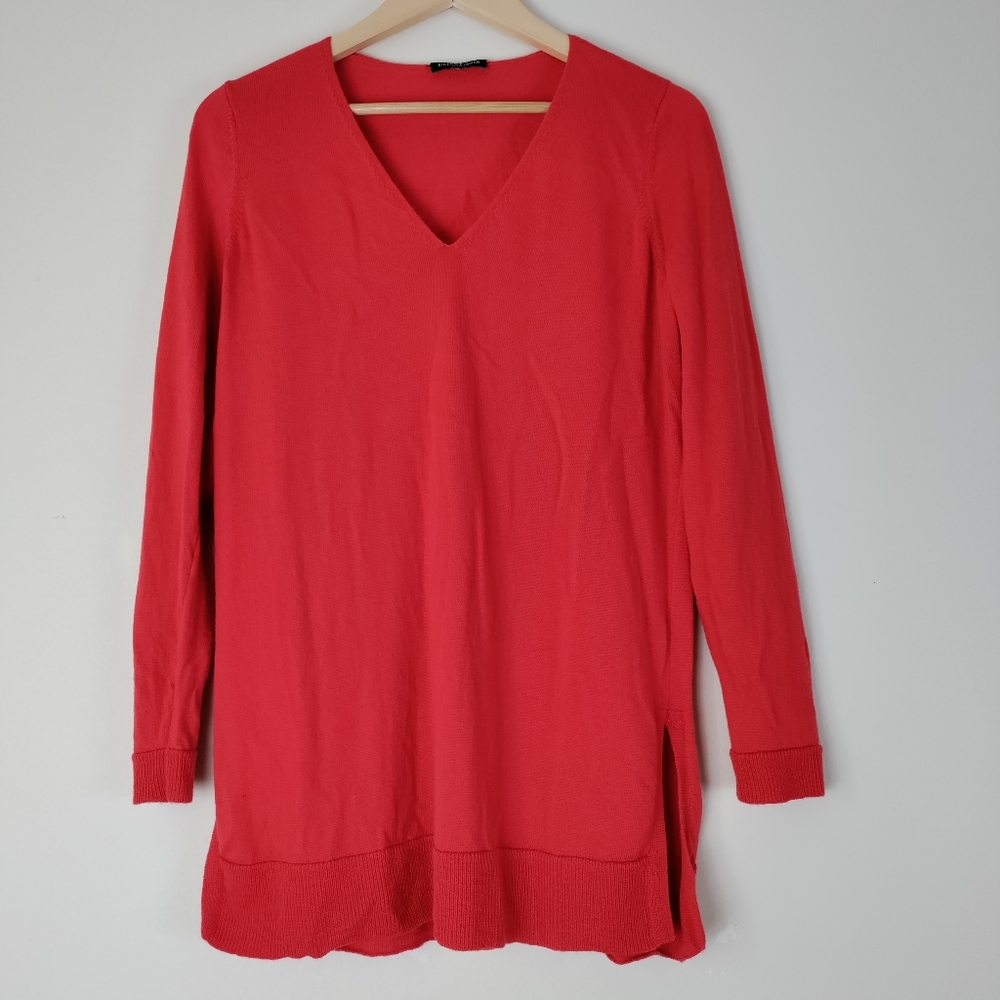 Eileen Fisher Merino Wool Long Sleeve V-neck Pullover Sweater
